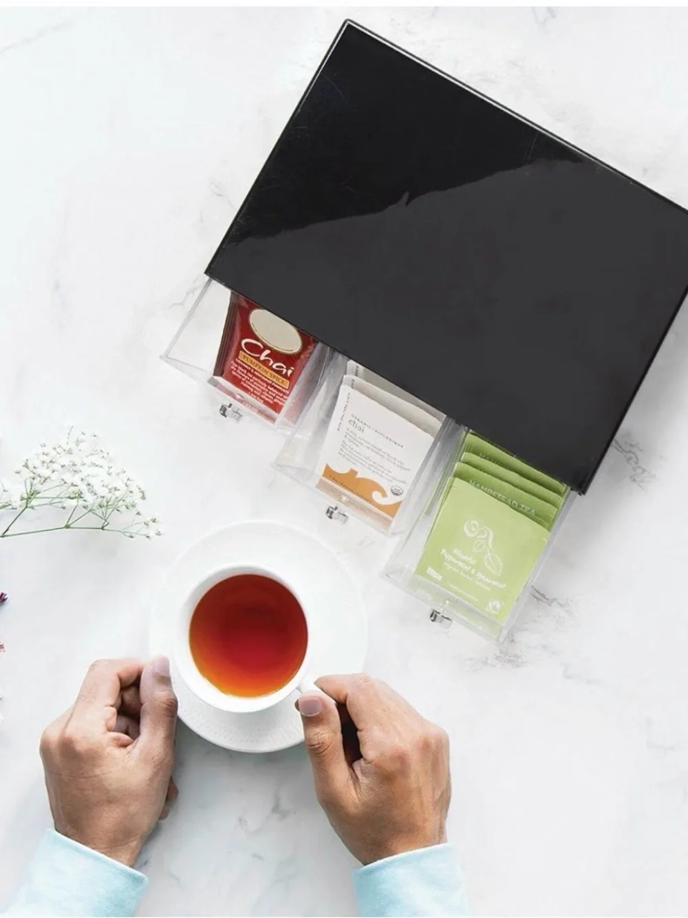 Organizer for Cabinet, Countertop: Holds Coffee, Tea, Sugar Packets, Creamers